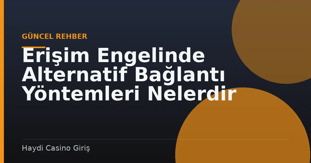 Erişim Engelinde Alternatif Bağlantı Yöntemleri Nelerdir